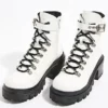 WMNS Polished Leather Mid High Heel Boots - Hiking Style Laces And Strap 2 WMNS Polished Leather Mid High Heel Boots - Hiking Style Laces And Strap -SHOE TALK SELECTION 1 18