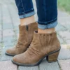 WMNS Ankle Boots With Accent Insert - Stacked Wood High Heel 2 WMNS Ankle Boots With Accent Insert - Stacked Wood High Heel -SHOE TALK SELECTION 1 25