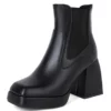 WMNS Elastic Insert Slip On Boots - Square Toes / Platform Chunky High Heel 1 WMNS Elastic Insert Slip On Boots - Square Toes / Platform Chunky High Heel -SHOE TALK SELECTION 1 27