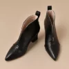 WMNS Slip-On Pointed Toe Reptile Leather Mid-High Heel Boots -SHOE TALK SELECTION 1 37
