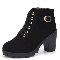 WMNS Hiking Style Leather Lace Front High Heel Boots