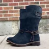 WMNS Wool Trim Shin High Boots - Low Heel -SHOE TALK SELECTION 1 45