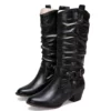 WMNS Sag Style Lined Riding Boots - Mid High Chunky Heel -SHOE TALK SELECTION 1 49