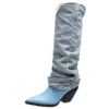 WMNS Denim Accent High Boots - Pointed Toes / Mid Heel -SHOE TALK SELECTION 1 52
