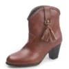 WMNS Western Style Pull On High Chunky Heel Boots - Tassel Accents -SHOE TALK SELECTION 1 53