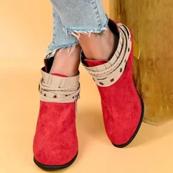 WMNS Strappy Wrap Ankle Boots - Tapered Mid-High Heel