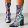 WMNS Square Toe Calf Length Boots - Wide Chunky High Heel -SHOE TALK SELECTION 1 7