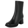 WMNS Side Zipper Grain Leather Boots - Chunky Mid High Heel -SHOE TALK SELECTION 1 72