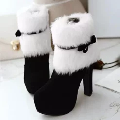 WMNS Faux Fur Trim Platform High Heel Boots