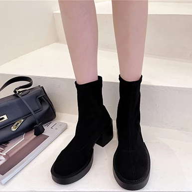 WMNS Offset Extra Wide Chunky High Heel Pull On Calf Boots 4 WMNS Offset Extra Wide Chunky High Heel Pull On Calf Boots - Image 2