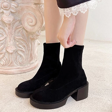 WMNS Offset Extra Wide Chunky High Heel Pull On Calf Boots 5 WMNS Offset Extra Wide Chunky High Heel Pull On Calf Boots - Image 3