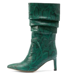 WMNS Reptile Leather Mid High Stiletto Heel Sag Boots - Pointed Toes -SHOE TALK SELECTION 3 22