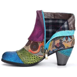 WMNS Colorful Embossed Peg Style High Heel Ankle Boots -SHOE TALK SELECTION 3 31