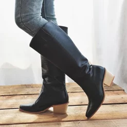 WMNS Pointed Toe High Boots - Mid Heel And Straps -SHOE TALK SELECTION 3 49