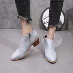 WMNS Soft Leather Wrap Style Ankle Boots - Inside Zipper / Mid-High Heel -SHOE TALK SELECTION 3 51