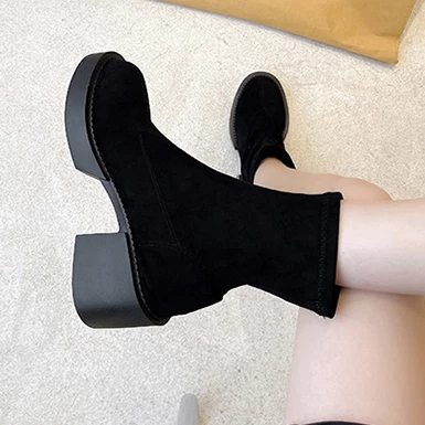 WMNS Offset Extra Wide Chunky High Heel Pull On Calf Boots 6 WMNS Offset Extra Wide Chunky High Heel Pull On Calf Boots - Image 4
