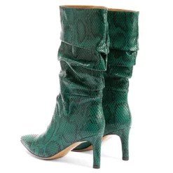 WMNS Reptile Leather Mid High Stiletto Heel Sag Boots - Pointed Toes -SHOE TALK SELECTION 4 17