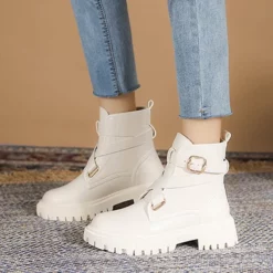 WMNS Crisscross Wrap Strap Boots - Rubber Sole Treaded Mid High Heel 9 WMNS Crisscross Wrap Strap Boots - Rubber Sole Treaded Mid High Heel -SHOE TALK SELECTION 4 30