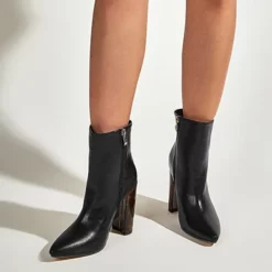 WMNS Pointed Toe Grain Leather Chunky High Heel Boots -SHOE TALK SELECTION 4 31