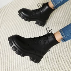 WMNS Combat Style Leather Mid-High Heel Leather Boots - Rubber Soles 10 WMNS Combat Style Leather Mid-High Heel Leather Boots - Rubber Soles -SHOE TALK SELECTION 4 47