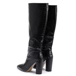 WMNS Pointed Toe Knee Length Reptile Leather High Chunky Heel Boots -SHOE TALK SELECTION 4 6