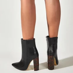 WMNS Pointed Toe Grain Leather Chunky High Heel Boots -SHOE TALK SELECTION 5 15