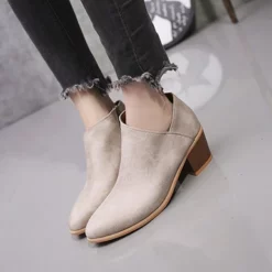 WMNS Soft Leather Wrap Style Ankle Boots - Inside Zipper / Mid-High Heel -SHOE TALK SELECTION 5 21