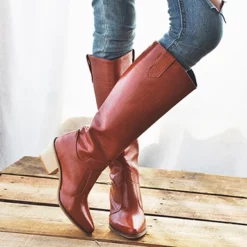 WMNS Pointed Toe High Boots - Mid Heel And Straps -SHOE TALK SELECTION 6 10